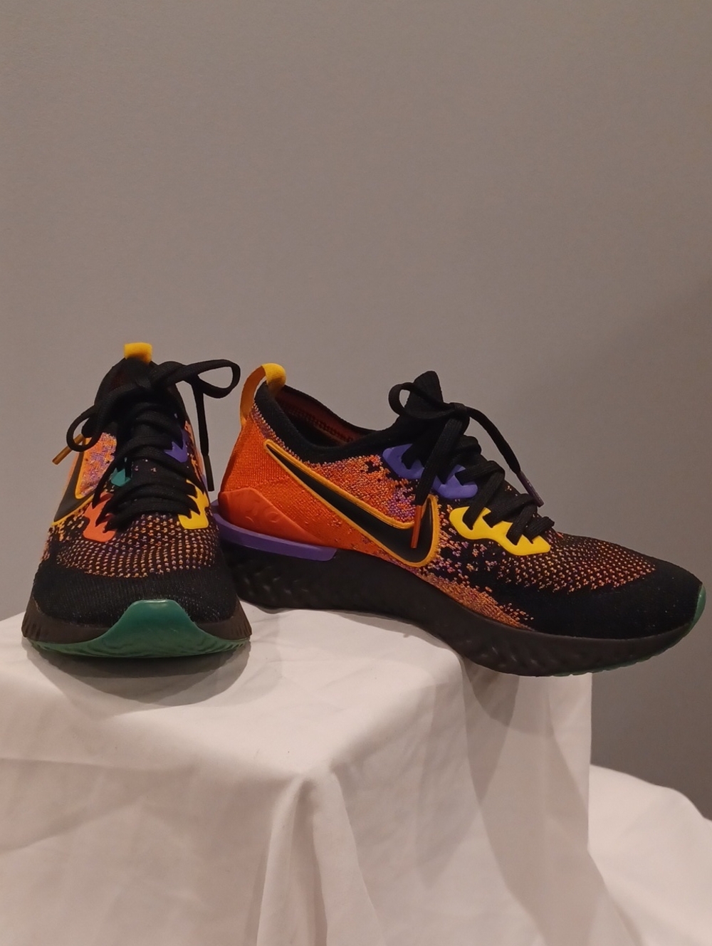 Nike Kids Black/Orange/Yellow/Purple/Green Flyknit Sneakers